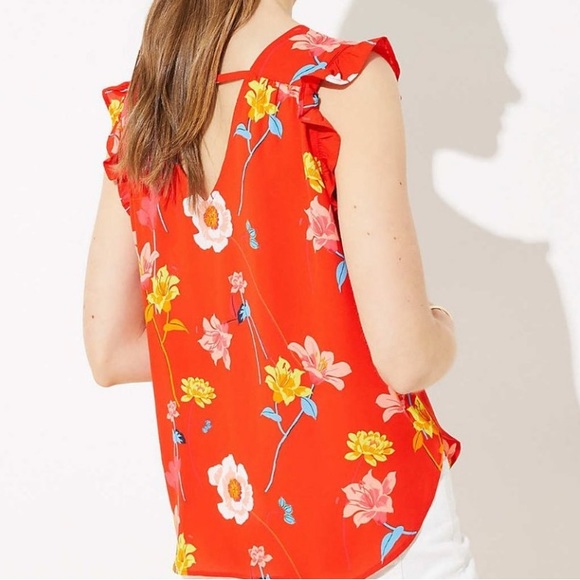 Loft Petite Lily Bar Back Flutter Shell in Red • MP - Picture 3 of 6